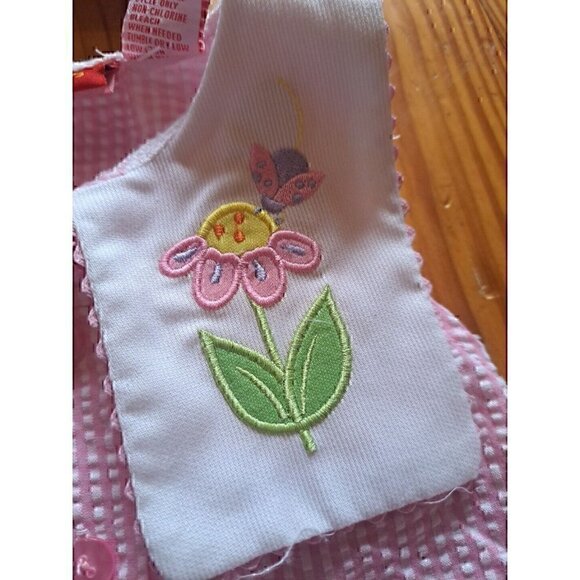 Vintage Dress Girls 12months Pink Embroidered Button Back Sleeveless Ribbon - Picture 4 of 4